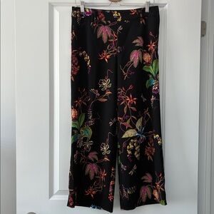 H&M Size 10 Floral Wide-Leg Cropped Colourful Patterned Pants